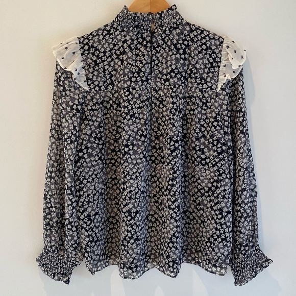 NWT Ann Taylor Factory Smocked Ruffle Blouse - Picture 2 of 3
